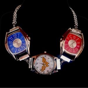 Handmade, wonder woman, watch, choker necklace.